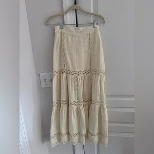 Zara Cream Maxi Skirt with Lace Details